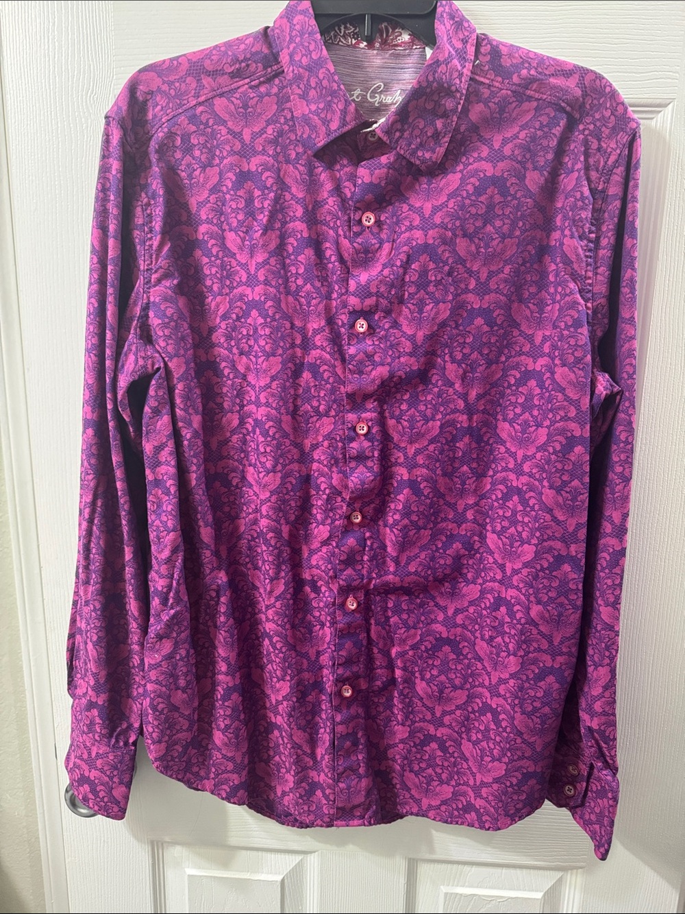 Robert Graham Purple and Pink Floral-Pattern Button Down Shirt